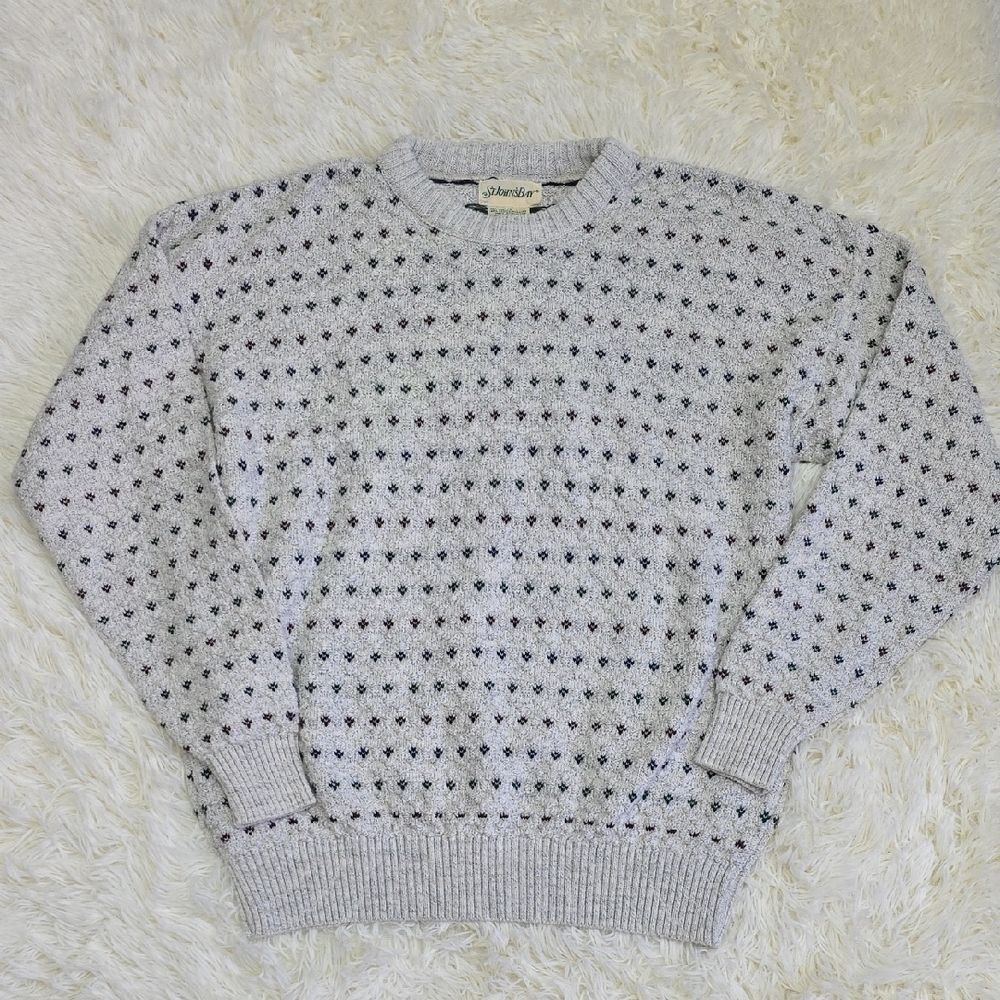 St. John's Bay 90s Gray Crewneck Sweater with Nordic Knit Design